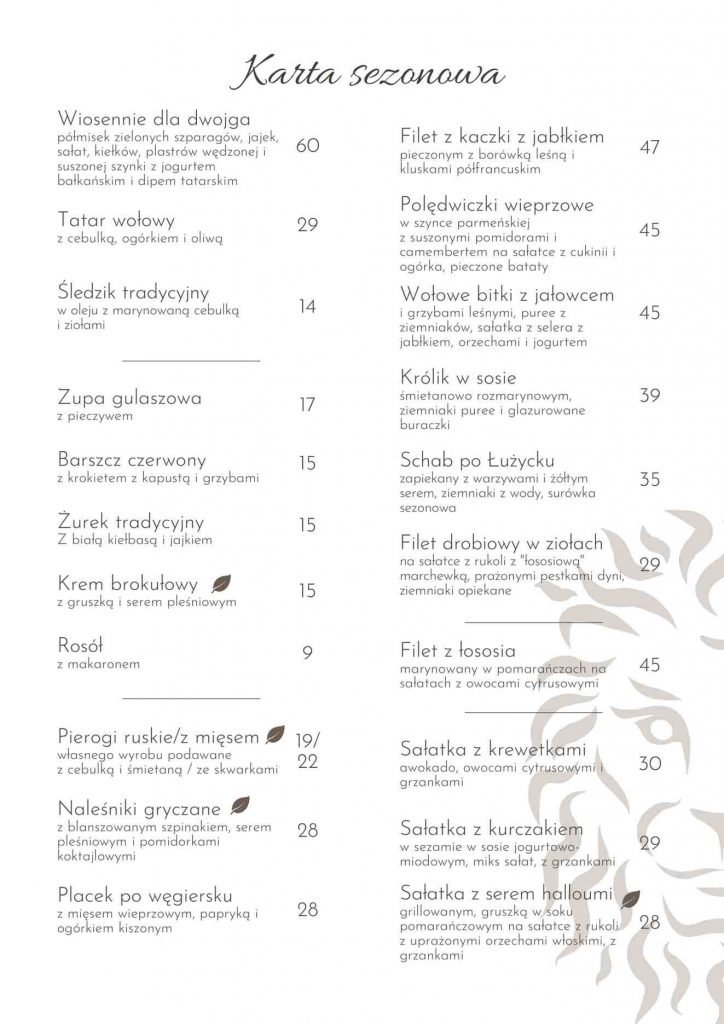 Wiosna w Restauracji Lew_menu sezonowe część 1